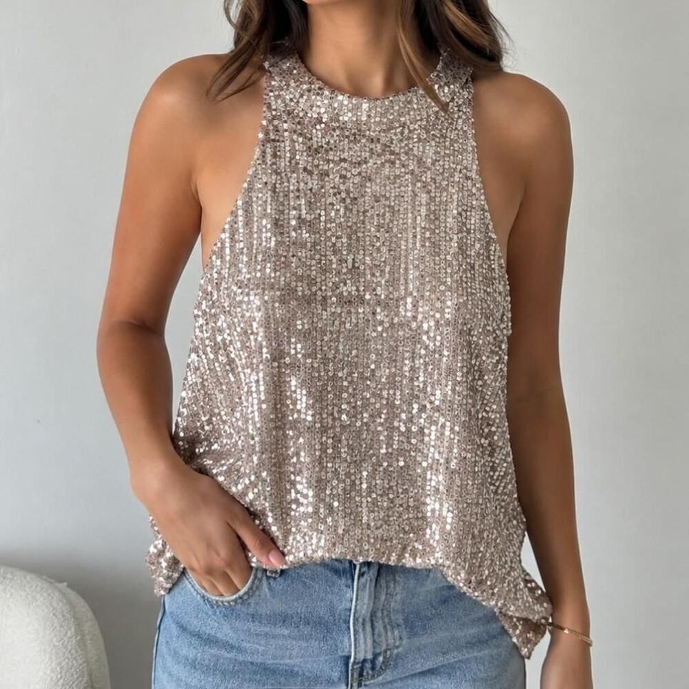 Cable and Gauge Silver sequin top